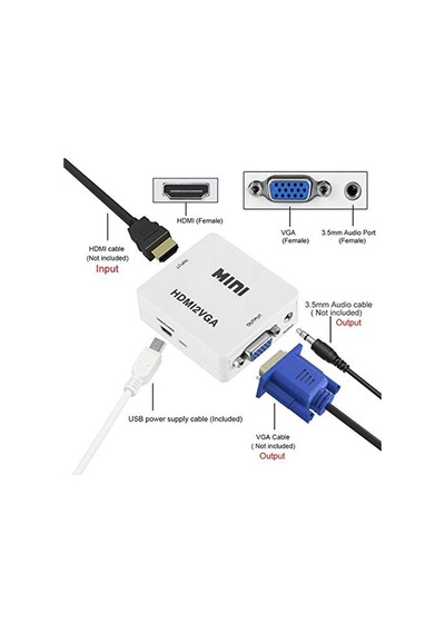 Hdmı To Vga+ses Dönüştürücü Çevirici İle Hdtv Projektörü Hdmı 2 Vga Dönüştürücü