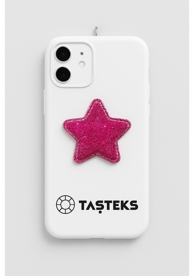 Ütülenebilen Veya Sticker Olarak Kullanılabilen Fuşya Pembe Simli Kabarık Yıldız Patch
