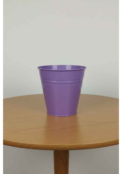 Konik Metal Saksı & Vazo - 23 Cm Dekoratif Çok Amaçlı Renkli Çiçeklik 23x23/16 Cm Mor