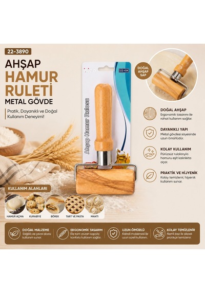 İbico İ22-434 Hamur Açma Ruleti Ve Rulo Ahşap Metal Gövde Lux - 12'li Paket Diğer