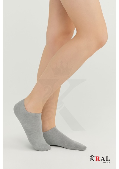 Kral Socks Kadın Pamuklu Terletmez 10'lu - 10 Çift Yazlık Görünmez Çorap Gri