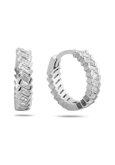 Brezza Lusso Jewelry Zirconia Baget Diamond Model Halka Kadın Gümüş Küpe 16 Mm