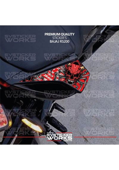 Bajaj Rs200 Sticker Kuyruk Kaplama Sağ Ve Sol Death Desenli Etiket Sticker Modeli