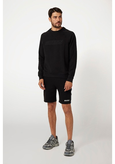 Guess Erkek New Aldwın Cn Önü Logolu Sweatshirt - Siyah Siyah
