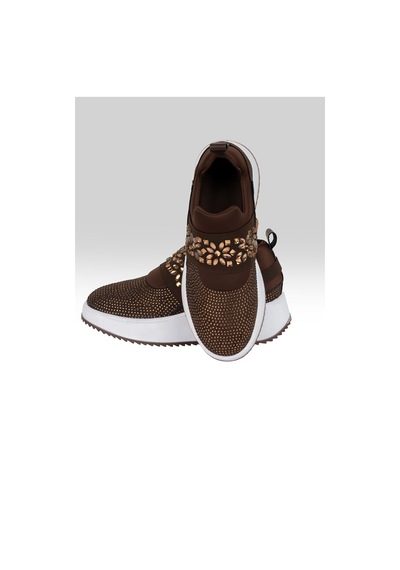 Tw Tonny White Tokyo176-1-112 Taşlı Spor Sneaker Ayakkabı Kahverengi