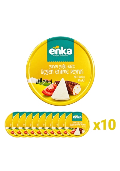 Enka Gurme Üçgen Eritme Peyniri Yarım Yağlı 6 X 15 G, 10 Lu Paket