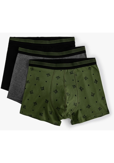 Koton 3'Lü Boxer Seti Oyun Temalı Baskılı Çok Renkli Pamuklu Siyah 4Slm90088Mk