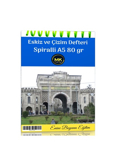 Üniversite Temalı Eskiz ve Çizim Defteri Kraft Spiralli 100 Sayfa
