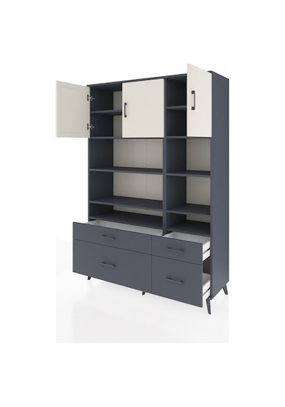 Hyperion Dolap 10 Raflı 4 Çekmeceli 3 Kapaklı 132x44x195 Antrasit-aytaşı/antrasit Aytası/antrasıt Hyperion Dolap 10 Raflı 4 Çekmeceli 3 Kapaklı 132x44x195 Antrasit-aytaşı/antrasit Aytası/antrasıt