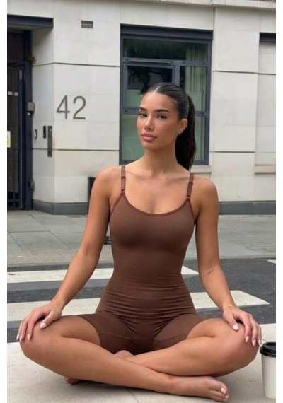 Kadın Kahverengi Casual Esnek Body