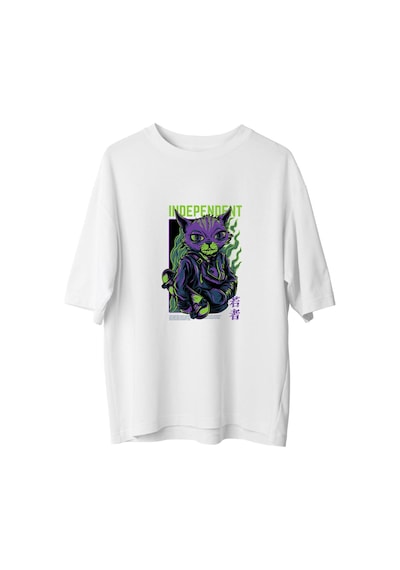 Paybuy Erkek Oversize Tişört Kaykay Kedi Baskılı Bağımsızlık Teması Raha Beyaz Paybuy Erkek Oversize Tişört Kaykay Kedi Baskılı Bağımsızlık Teması Raha Beyaz