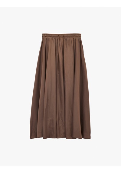 Koton Beli Bağcıklı Kloş Uzun Saten Etek Kahverengi 6sak70094uw