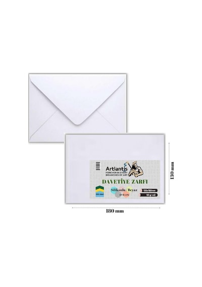 Zarf 13x18 Davetiye Zarfı Beyaz 250'li 1 Paket Artlantis Beyaz Da