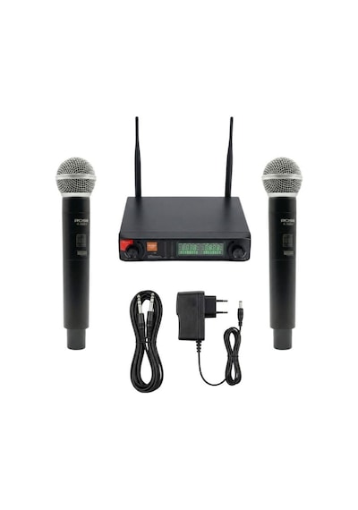 Rose R-702-ee Uhf Kablosuz Telsiz Çift El Mikrofon 2x48 Kanal