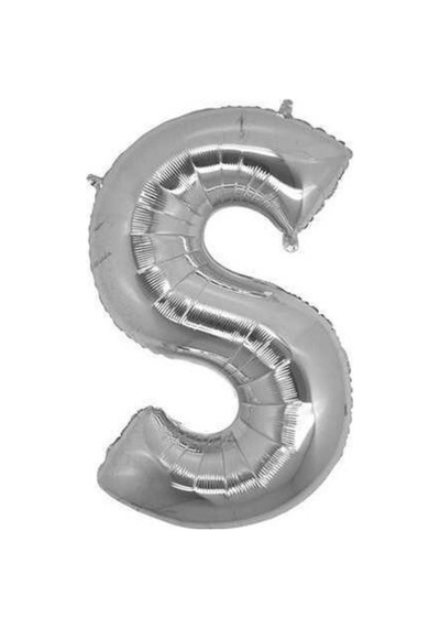 S Silver Harf Folyo Balon - 90 Cm - Gümüş Folyo Harf Balon Gri