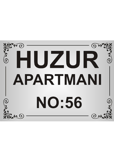 Apartman İsim Tabelası  Model1 Aliminyum AYNALI Gümüş  Metal Levha