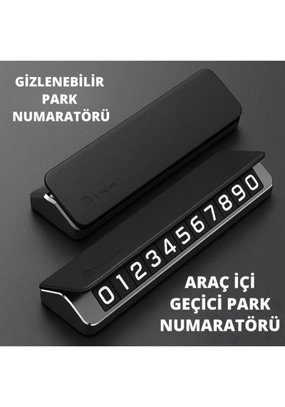 Coofbe Deri Kapaklı Gizlenebilir Alüminyum Araç Park Telefon Numaratörü Geçici Park Numaratör Plakalık