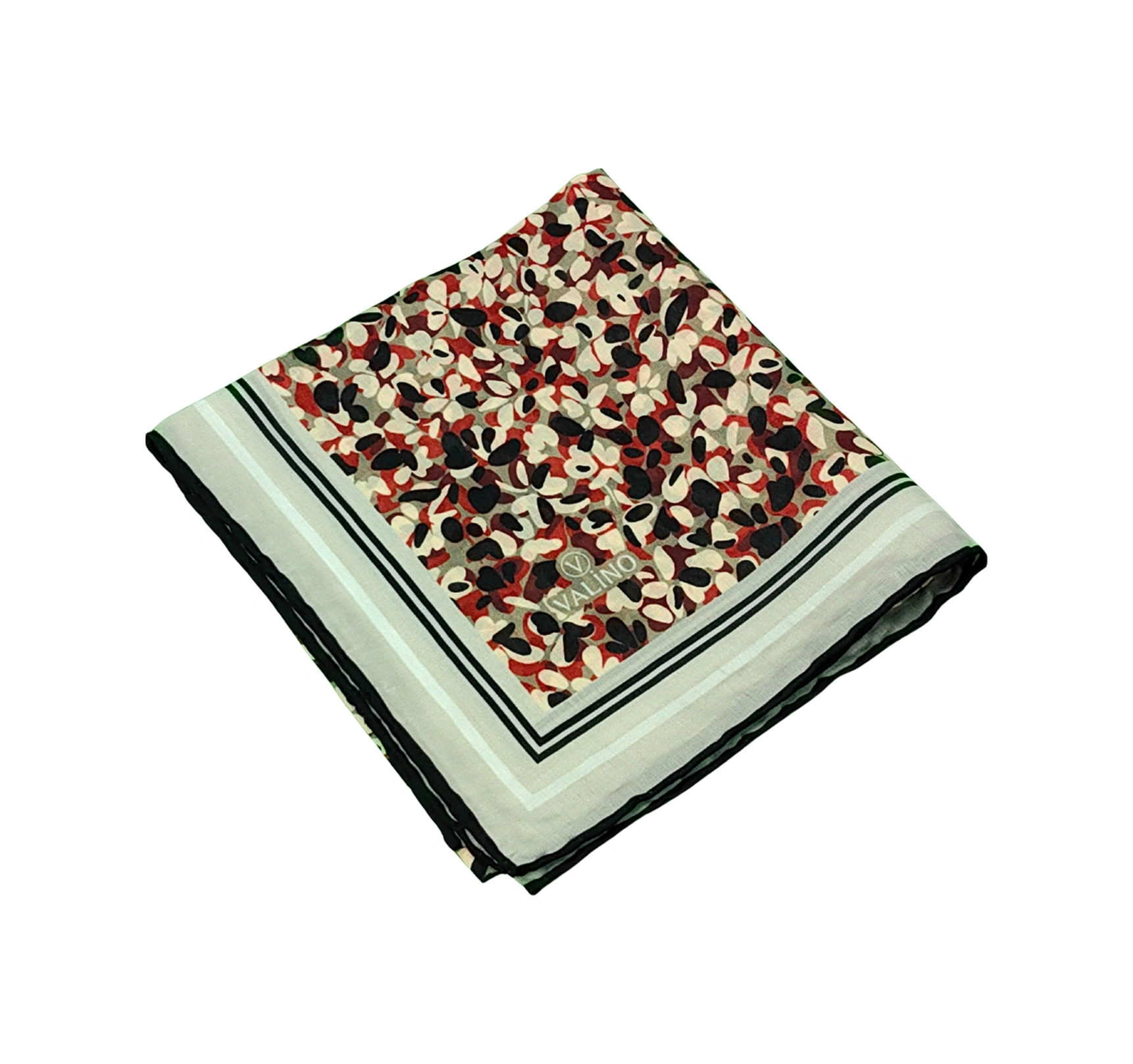 Mim Eşarp Valino Çiçek Desenli Şifon Eşarp 90x90 Cm KOYU YEŞİL