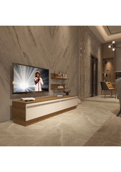 Decoraktiv Eko 4b Mdf Std Tv Ünitesi Tv Sehpası - Pera Beyaz Meşe - Beyaz