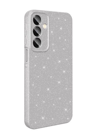 Galaxy A16 Uyumlu Kılıf Kamera Korumalı Simli Lüks Sys Koton Kapak - Gümüş Gümüş