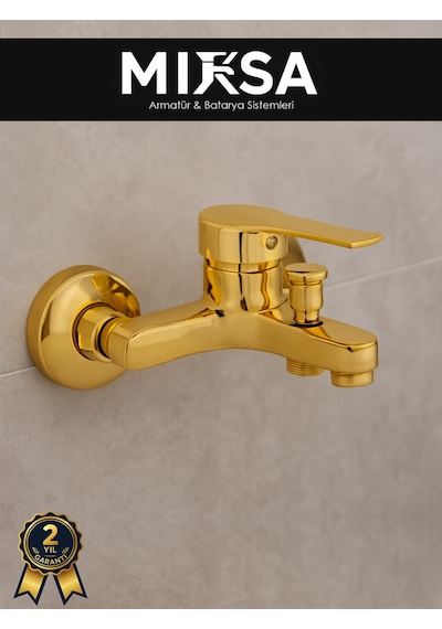 Gold Mix Banyo Duş Bataryası Musluğu , Yerli Üretim Altın