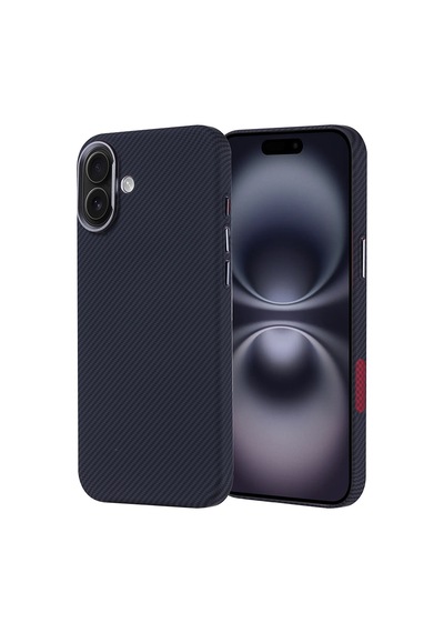 Apple Uyumlu iPhone 16 Plus Kılıf Ultra İnce Magsafe Karbon Fiber Görünümlü İnce Hafif Cherena Gri-Siyah