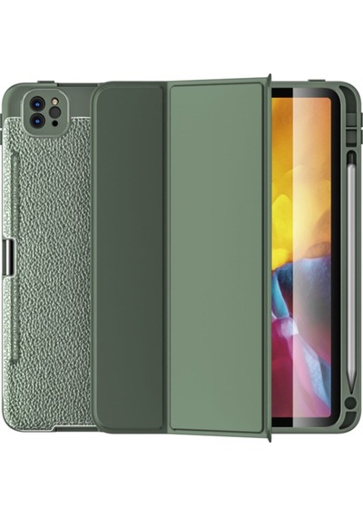 Apple Uyumlu iPad Pro 11'' 2022 4. Nesil M2 Çip Deri Görünümlü Kalemlikli Kılıf Lux Case Kılıf