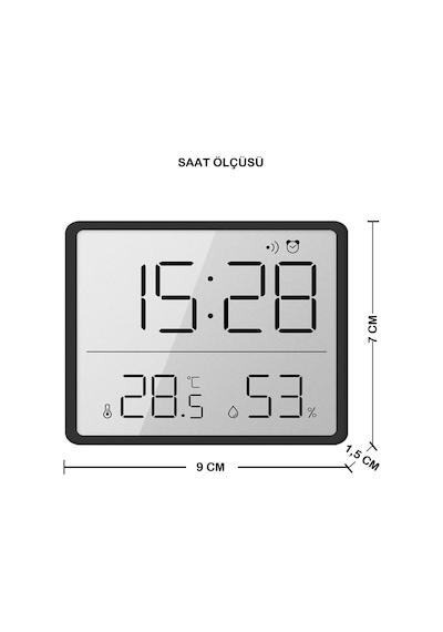 Dijital Mini Saat Lcd Ultra İnce Mıknatıslı Buzdolabı Saati Alarmlı Nem Ve Sıcaklık Göstergeli 9x7cm Diğer