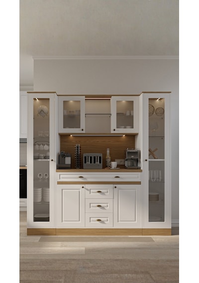 Mikel Masalı Kahve Köşesi Led Aydınlatmalı %100 Mdf 200 45 200 Beyaz - Meşe