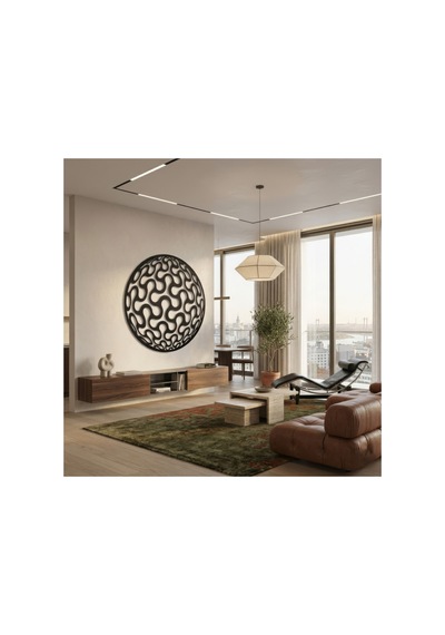 Abstract Daire Metal Duvar Tablosu - Metal Duvar Sanatı - Mor - 30 X 30 Cm