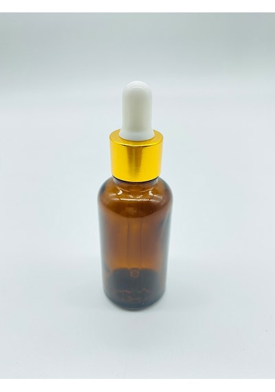Şişe Dükkanı Altın Kapak Top Uç Damlalıklı Cam Amber Şişe 10 x 30 ML
