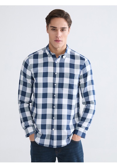 Lcwaıkıkı Classic Lacivert Regular Fit Ekose Erkek Gömlek
