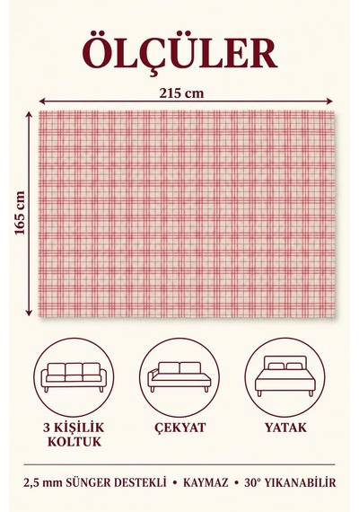 Çok Amaçlı Kadife Koltuk Örtüsü Kaymaz Süngerli 165x215 Cm Modern Bohem Çekyat Şalı Piknik Masa Örtüsü Alk4 Pembe