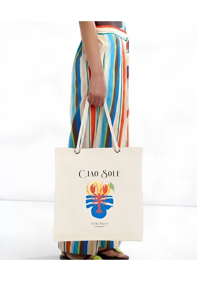 Albitote By Dsdesignarts Albitote Summer Capsule 01 - Cıao Sole Plaj Tote Bag Açık Bej