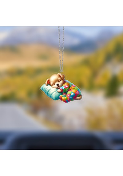 Araba Ayna Süsü, Araba Süsü, Çanta Aksesuarı - Bebek Köpek - Pleksi Malzeme, Uv Baskılı - 028 8x6 Cm