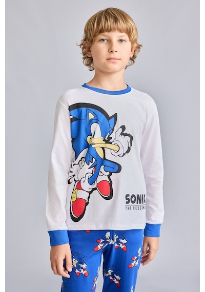 Defacto Sonıc The Hedgehog Baskılı Uzun Kollu Üst Jogger Fit Alt 2li Pijama Takımı Erkek Çocuk I1682a826auwt34 Beyaz-wt34