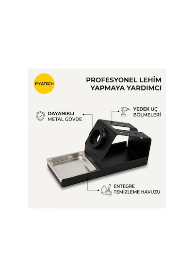 Profesyonel Metal Havya Sehpası Ve Lehim Standı - Sünger Yuvalı 16x7x7,5 Cm - Siyah