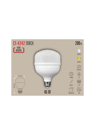 Ct-4242 45w Torch Led Ampül Beyaz 10 Adet