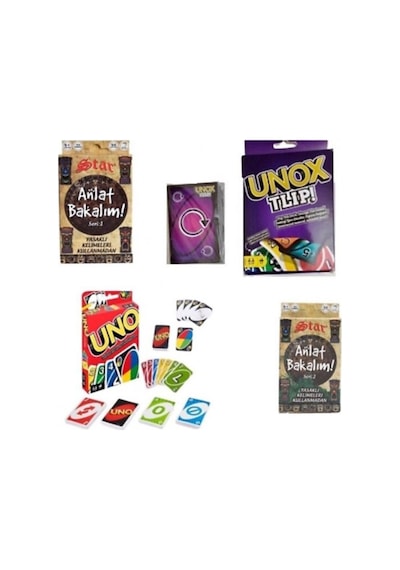 Uno Unox Tlip Ve Anlat Bakalım Seri 1 Ve 2 Toplam 4lü Kart Oyun Seti
