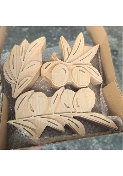 Zeytin Yaprağı Ahşap Baskı Seti Çok Renkli