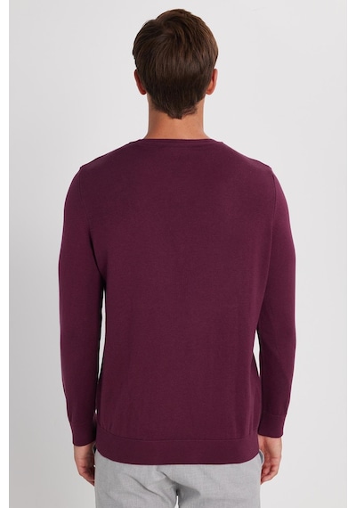 Tudors Erkek Standart Fit Normal Kesim Bisiklet Yaka Bordo Triko Kazak-35134 Bordo
