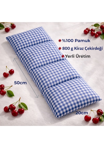 Strauss Home Kiraz Çekirdeği Yastığı Mikrodalga, Boyun Ve Omuz Kiraz Çekirdeği Yastığı, Pamuk Kumaş 50x20cm Deniz Mavisi