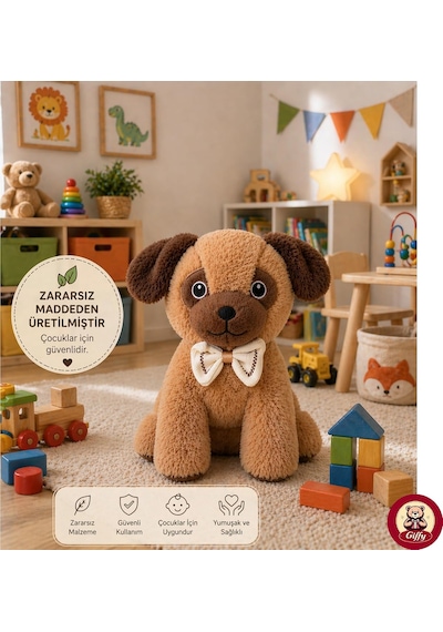 Oyuncak Peluş Kedi Köpek 26 Cm Uyku Ve Oyun Arkadaşı Yumuşak Hediyelik Sevimli Bebek Yastığı Sevgili Hediyesi Kahverengi