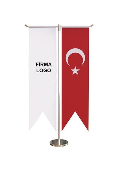 T Tipi Krom Masa Bayrak Direği Sf Byr-19 Photoink Beyaz