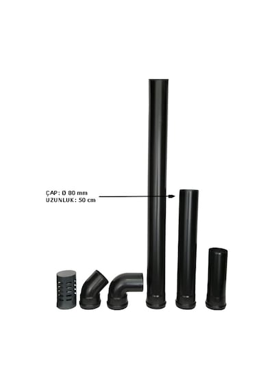 50 cm Uzunluk Elektrikli Tam Otomatik Pelet Sobalara Uygun Pelet Soba Baca Borusu ( Çapı 80 mm)