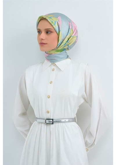 Armine İpek Eşarp 2026 Yaz - 9509-80 Buz Mavi Twill