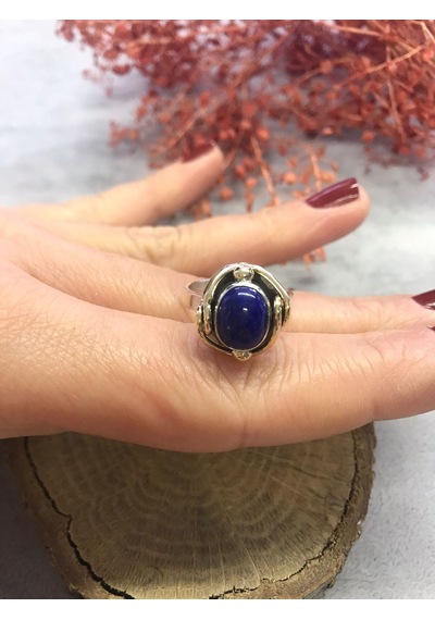 Lapis Lazuli Taşlı Gümüş Yüzük 925 Ayar Doğal Taş Ayarlı Yüzük