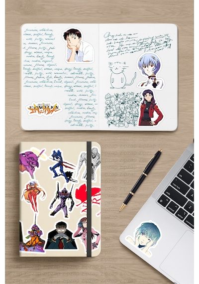 Neon Genesis Evangelion Shinseiki Evangelion Anime Yapışkanlı Folyo Sticker Paketi 20 Adet Çok Renkli