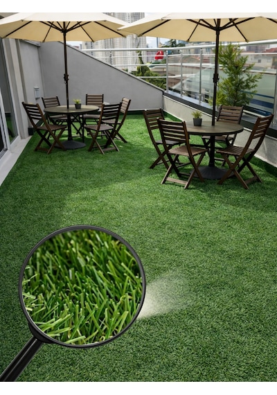 Beylini Dekoratif Suni Çim Halı 20 Mm Gerçek Çim Görünümlü Balkon Teras Bahçe İçin Sahte Çimen Kaymaz Taban Yapay Çim Ölçü Seçenekli 200 x 800