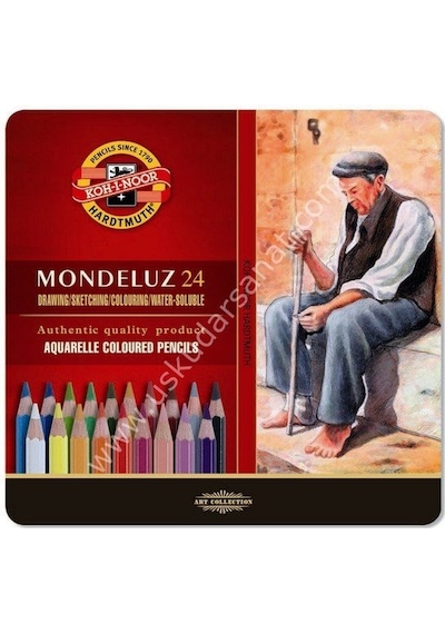 Kohinoor Mondeluz Aquarell Boya Kalemi 24 Renk Klasik Metal Kutu